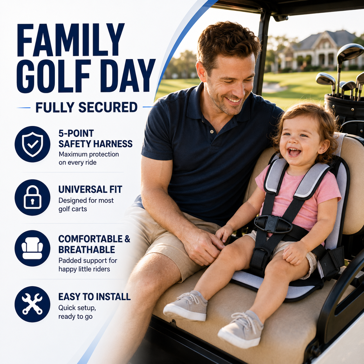 Universal Golf Cart Child Safety Seat Pro